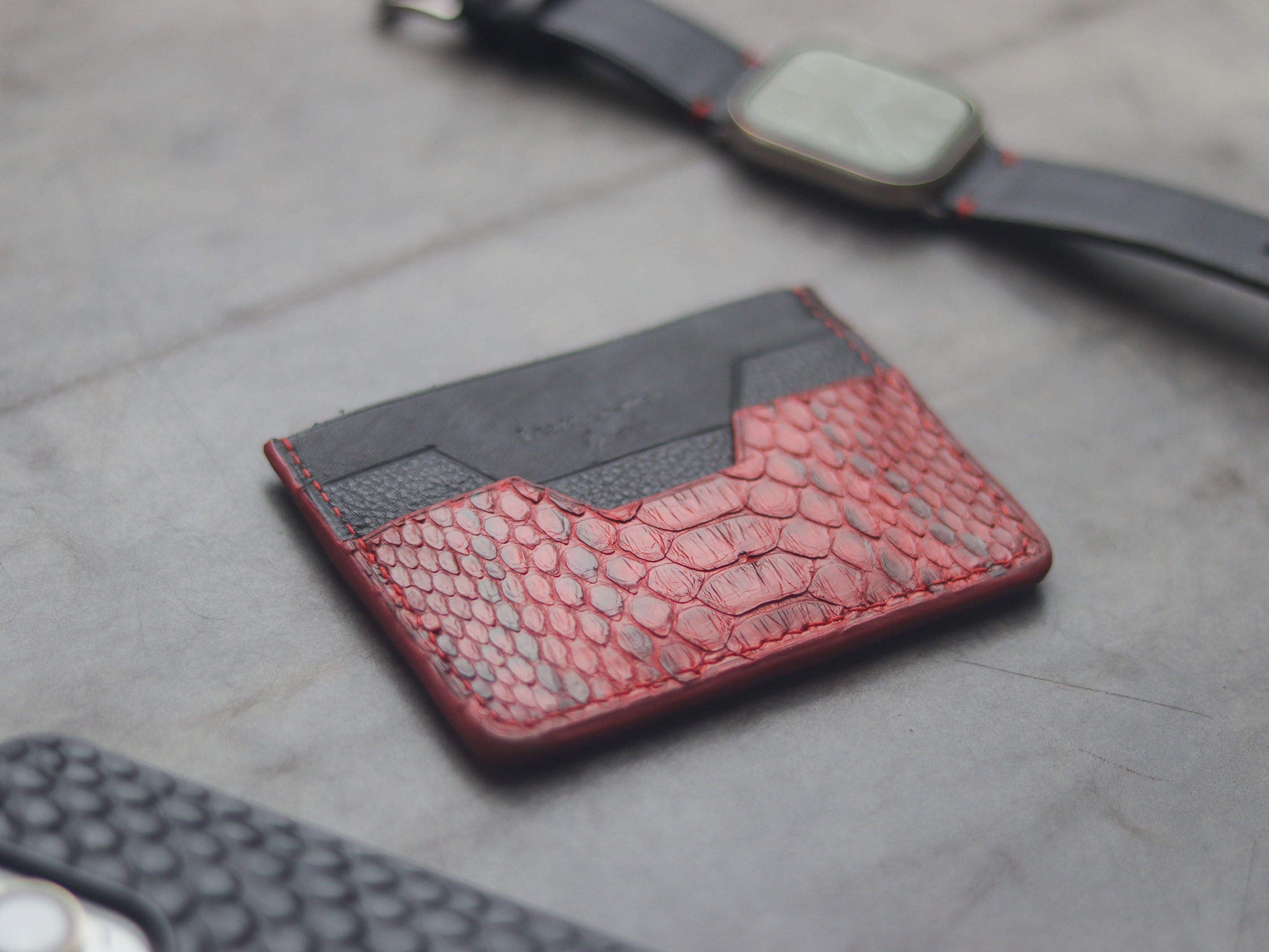 AUGUSTUS - MINIMAL WALLET VENETIAN RED PYTHON SKIN