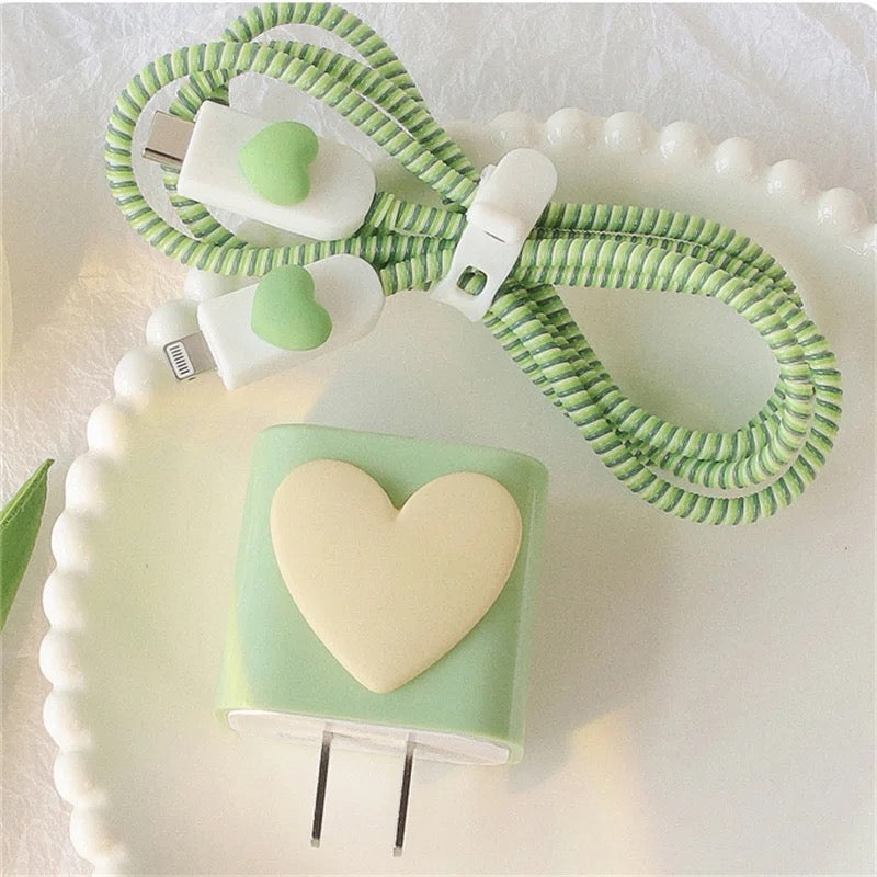 Lime Green Heart Charger Case-GRIP