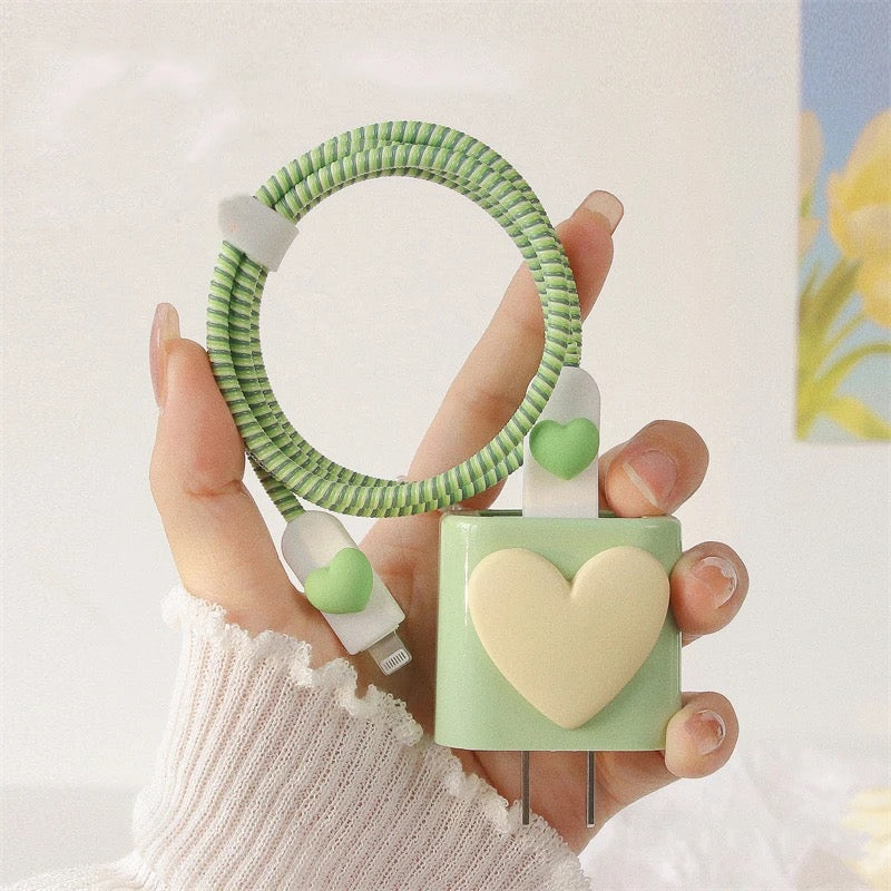 Lime Green Heart Charger Case-GRIP