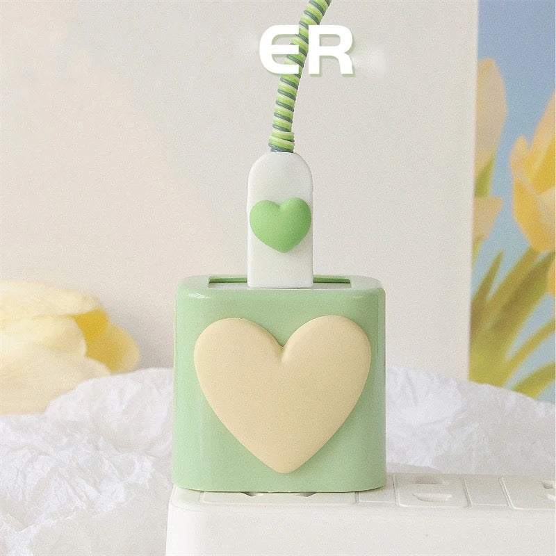 Lime Green Heart Charger Case-GRIP