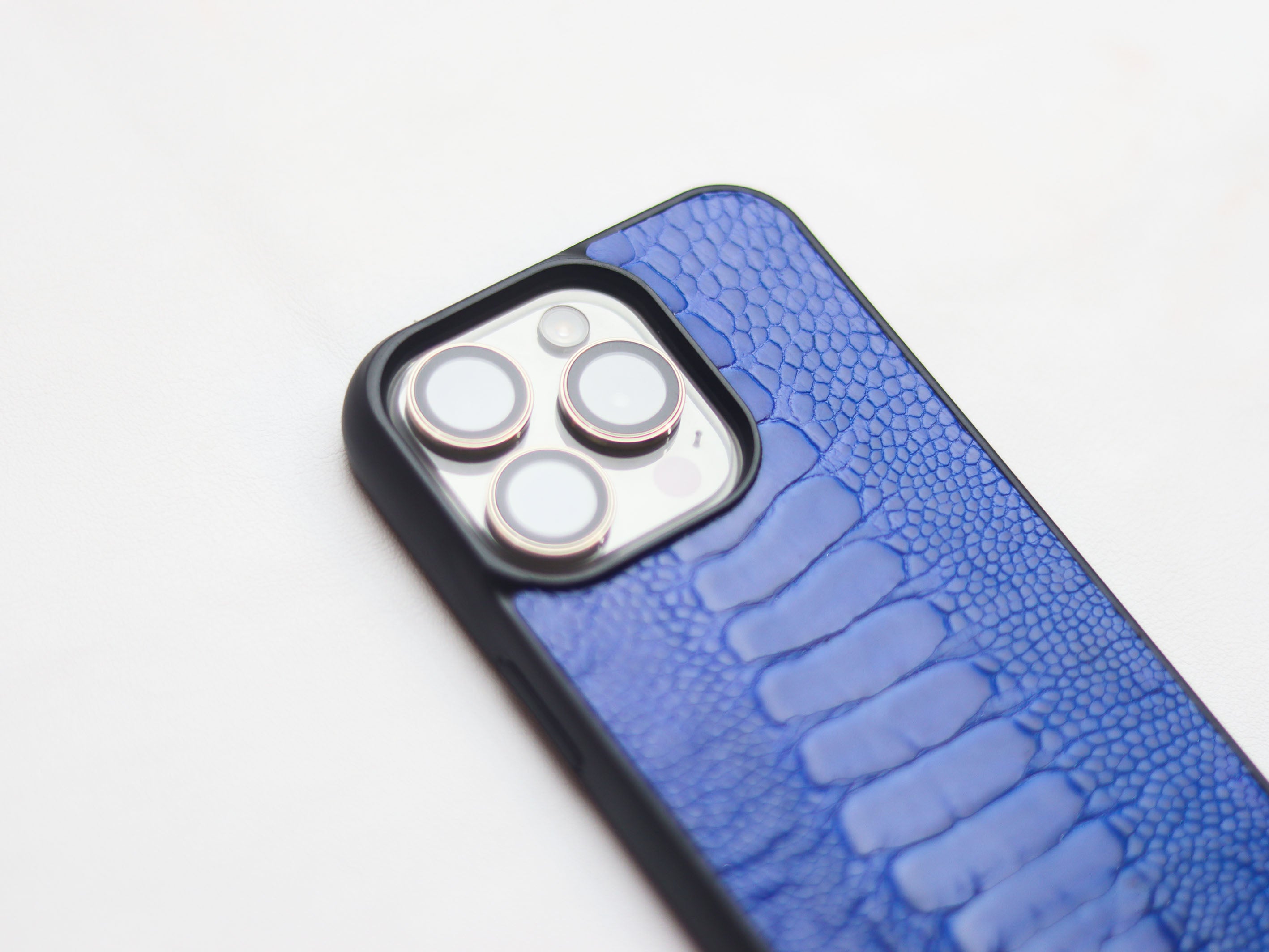 COBALT BLUE OSTRICH LEG SKIN PHONE CASE