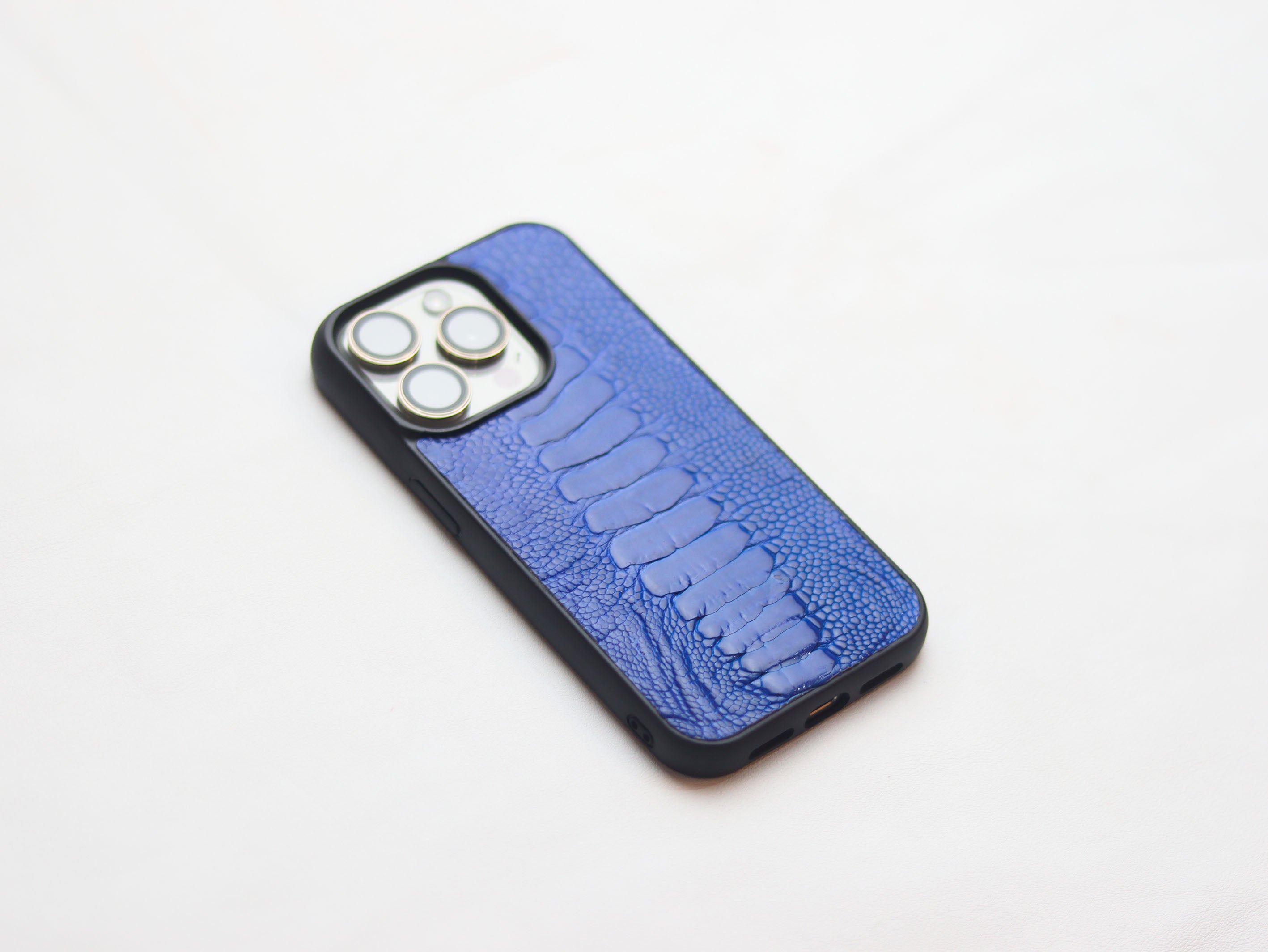 COBALT BLUE OSTRICH LEG SKIN PHONE CASE