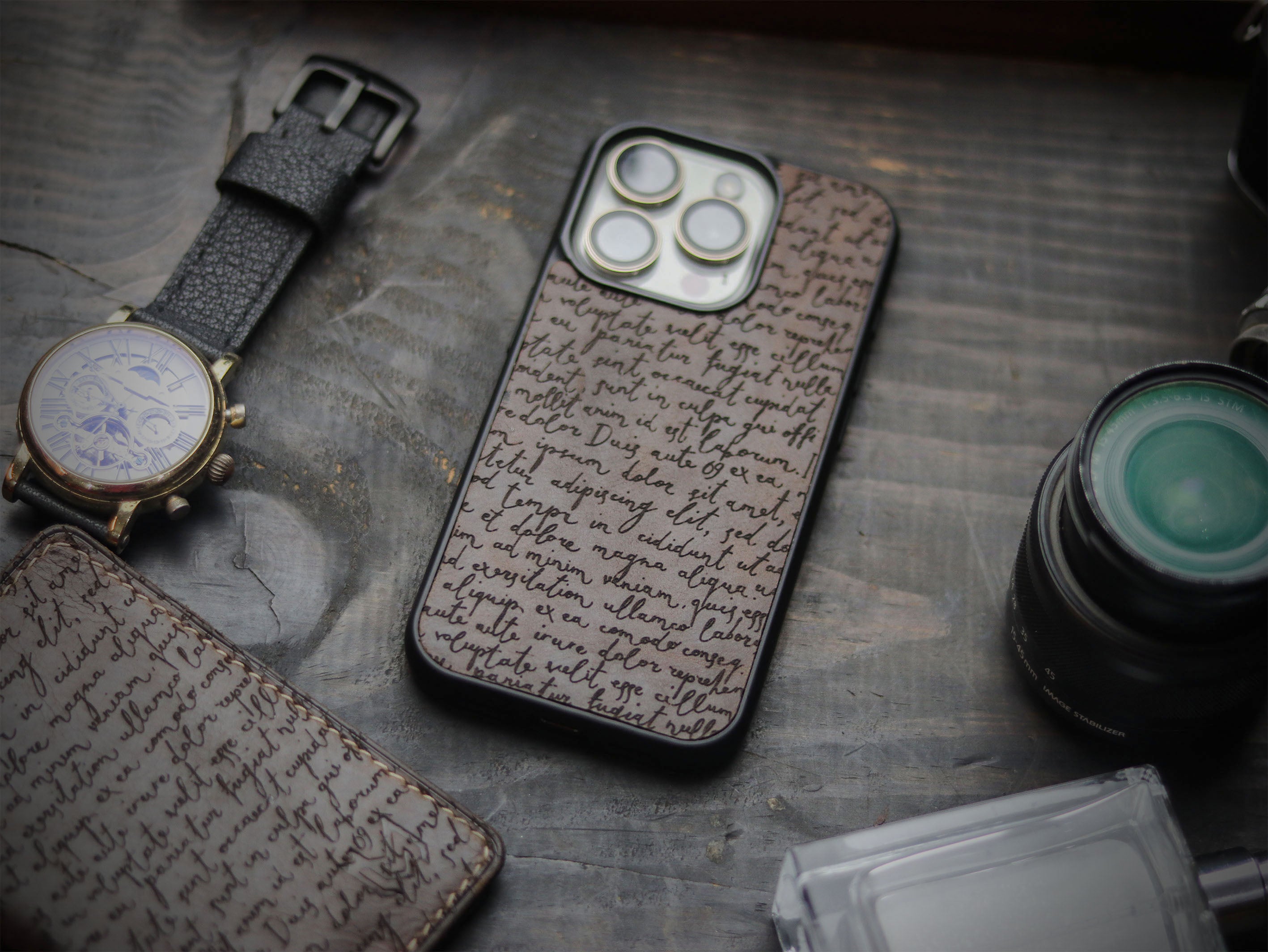 E3 ENGRAVED PHONE CASE - WALNUT BROWN