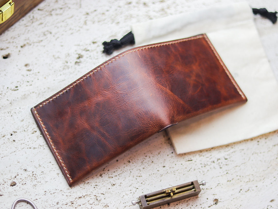 ATTICUS - Whisky Brown Veg Tan Waxed Pull Up Leather