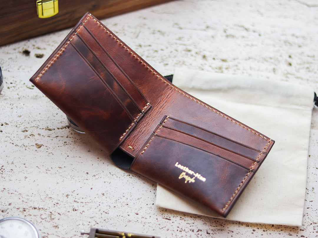 ATTICUS - Whisky Brown Veg Tan Waxed Pull Up Leather