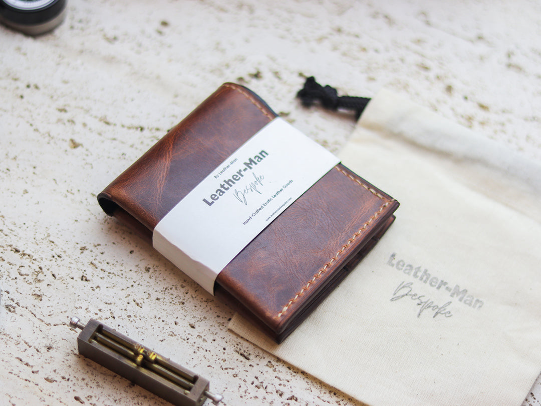 ATTICUS - Whisky Brown Veg Tan Waxed Pull Up Leather