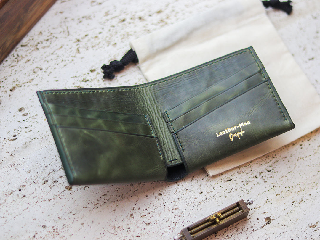 ATTICUS - Basil Green Veg Tan Waxed Pull Up Leather