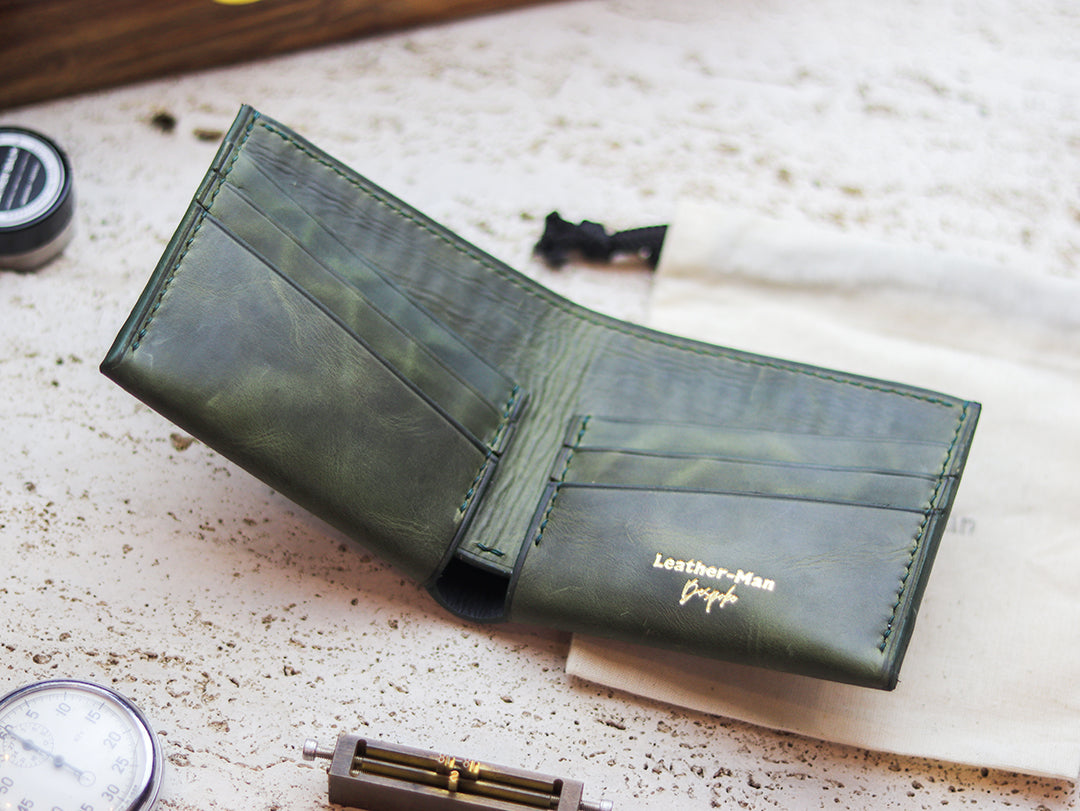 ATTICUS - Basil Green Veg Tan Waxed Pull Up Leather
