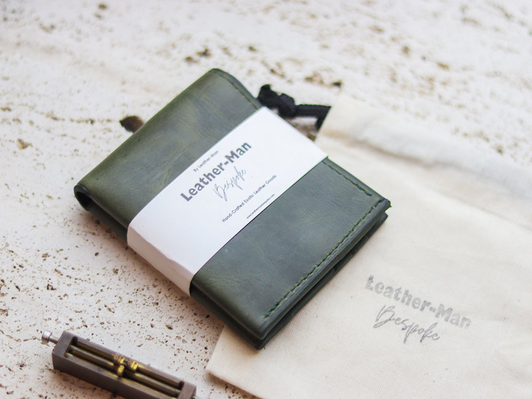 ATTICUS - Basil Green Veg Tan Waxed Pull Up Leather