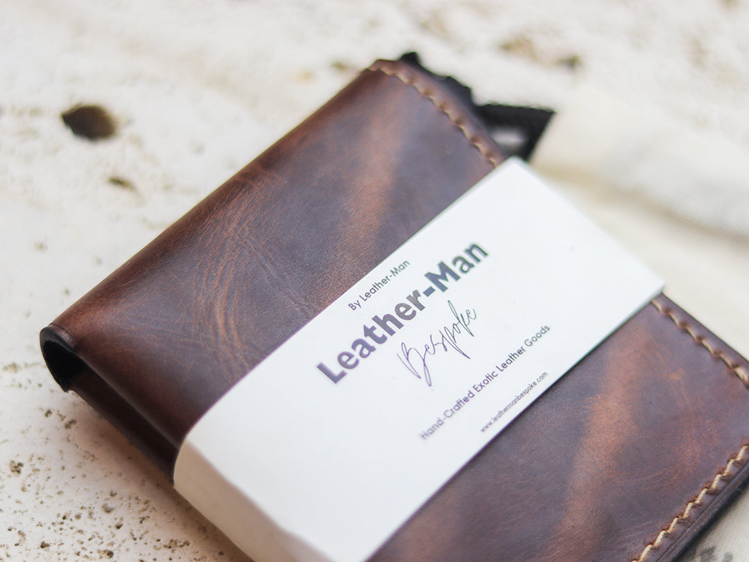 ATTICUS - Walnut Brown Veg Tan Waxed Pull Up Leather
