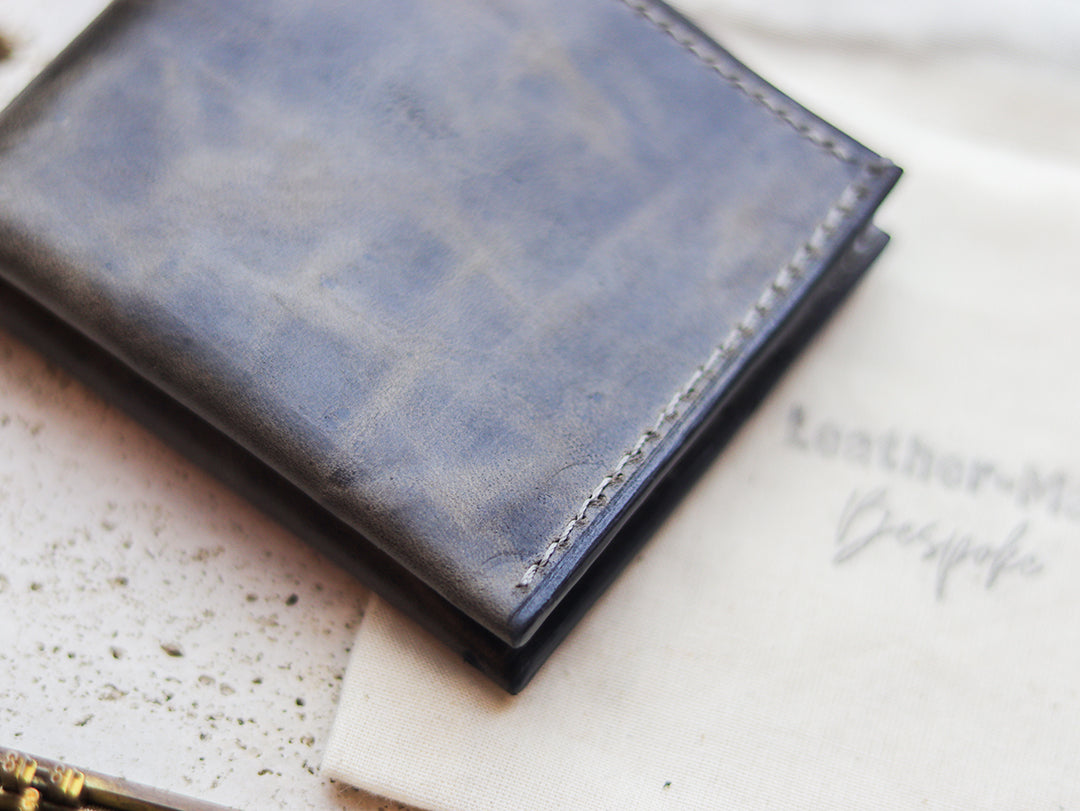 ATTICUS - Midnight Gray Veg Tan Waxed Pull Up Leather