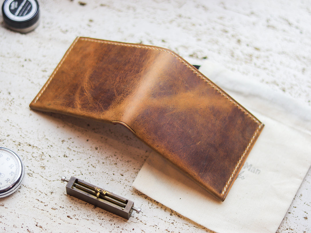 ATTICUS - Bronze Brown Veg Tan Waxed Pull Up Leather
