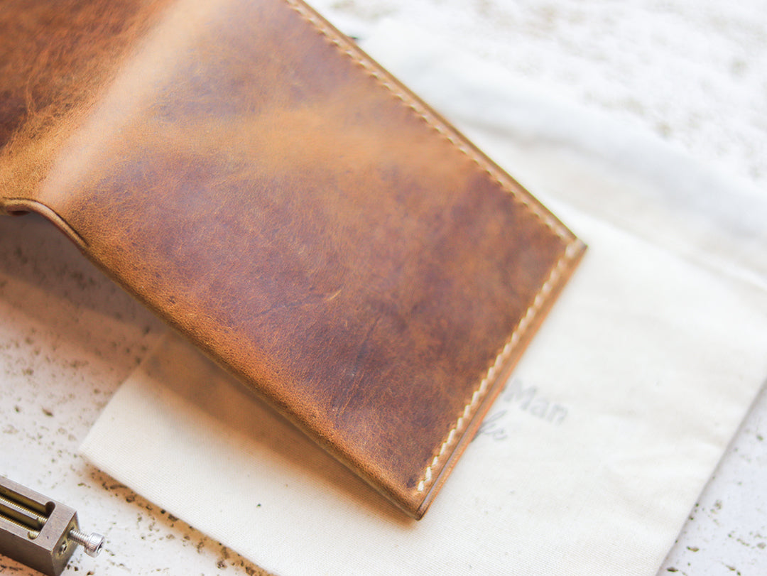 ATTICUS - Bronze Brown Veg Tan Waxed Pull Up Leather