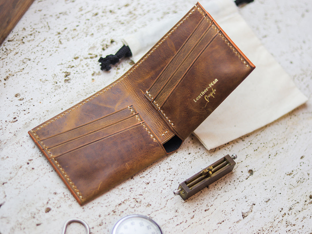 ATTICUS - Bronze Brown Veg Tan Waxed Pull Up Leather