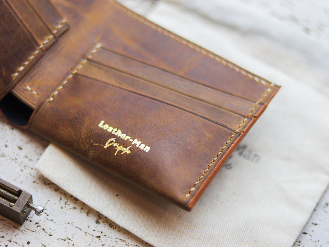 ATTICUS - Bronze Brown Veg Tan Waxed Pull Up Leather