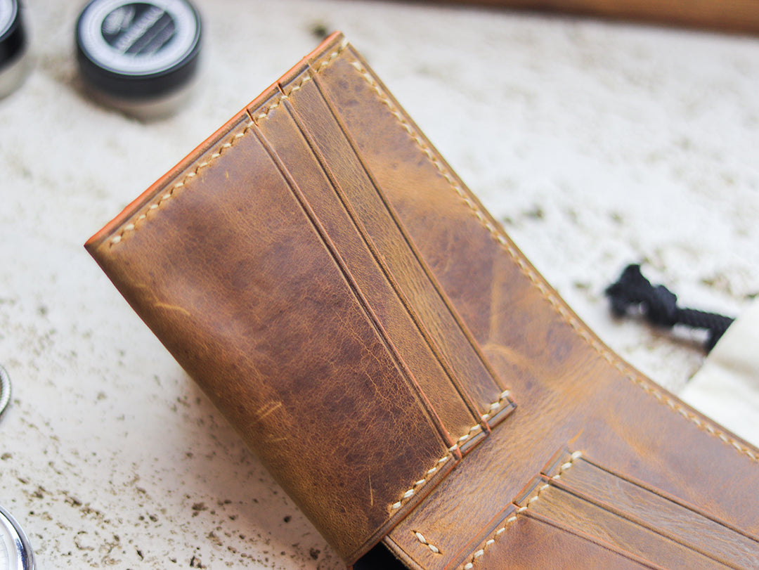 ATTICUS - Bronze Brown Veg Tan Waxed Pull Up Leather