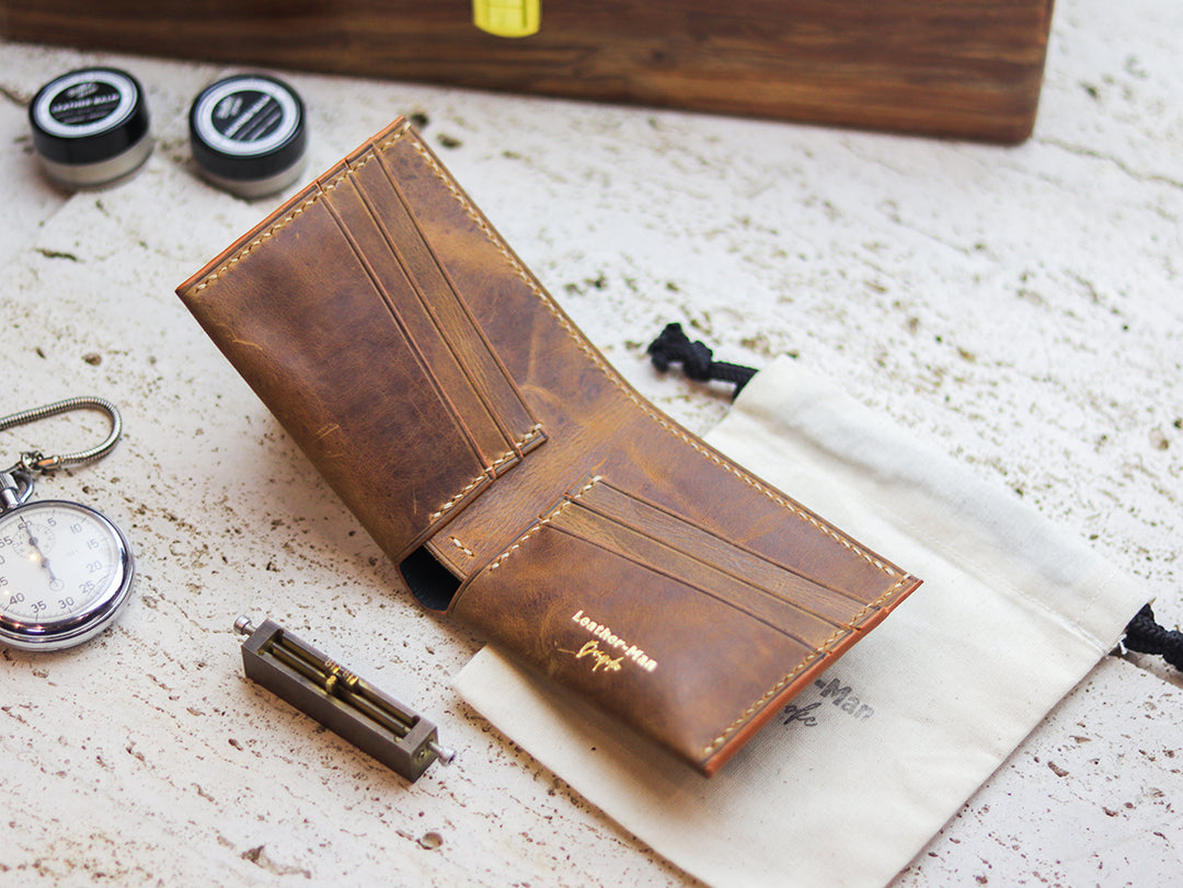 ATTICUS - Bronze Brown Veg Tan Waxed Pull Up Leather