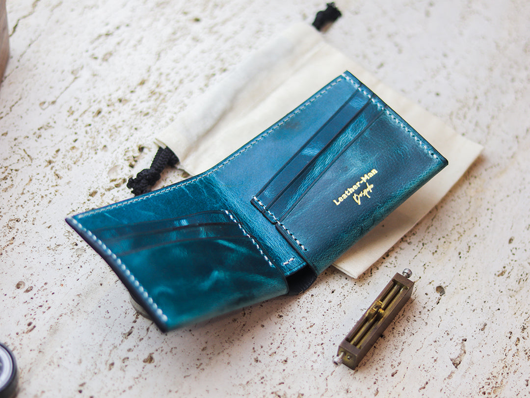 ATTICUS - Turquoise Blue Veg Tan Waxed Pull Up Leather