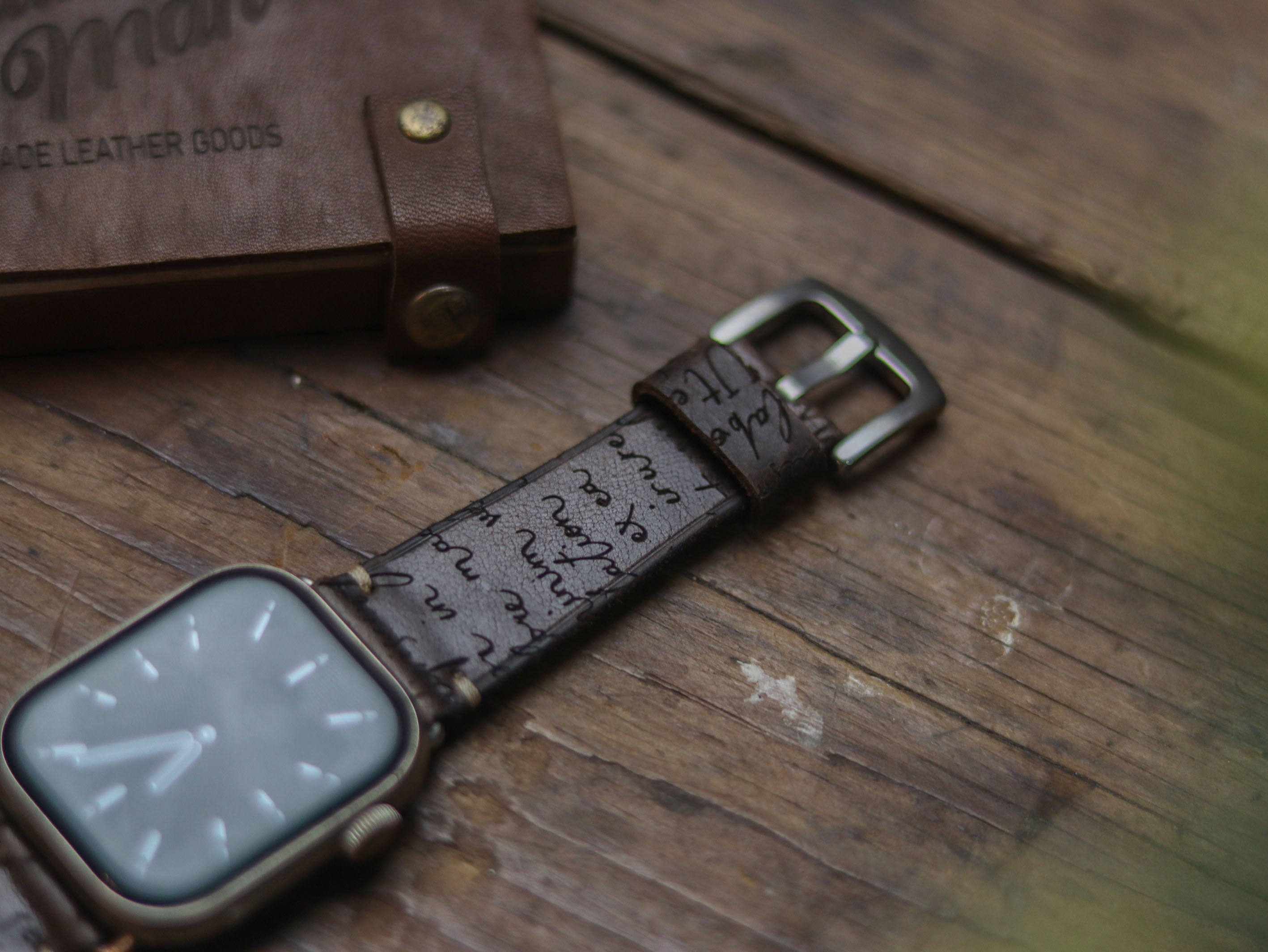 E3 ENGRAVED HAND-CRAFTED APPLE STRAPS - WALNUT BROWN