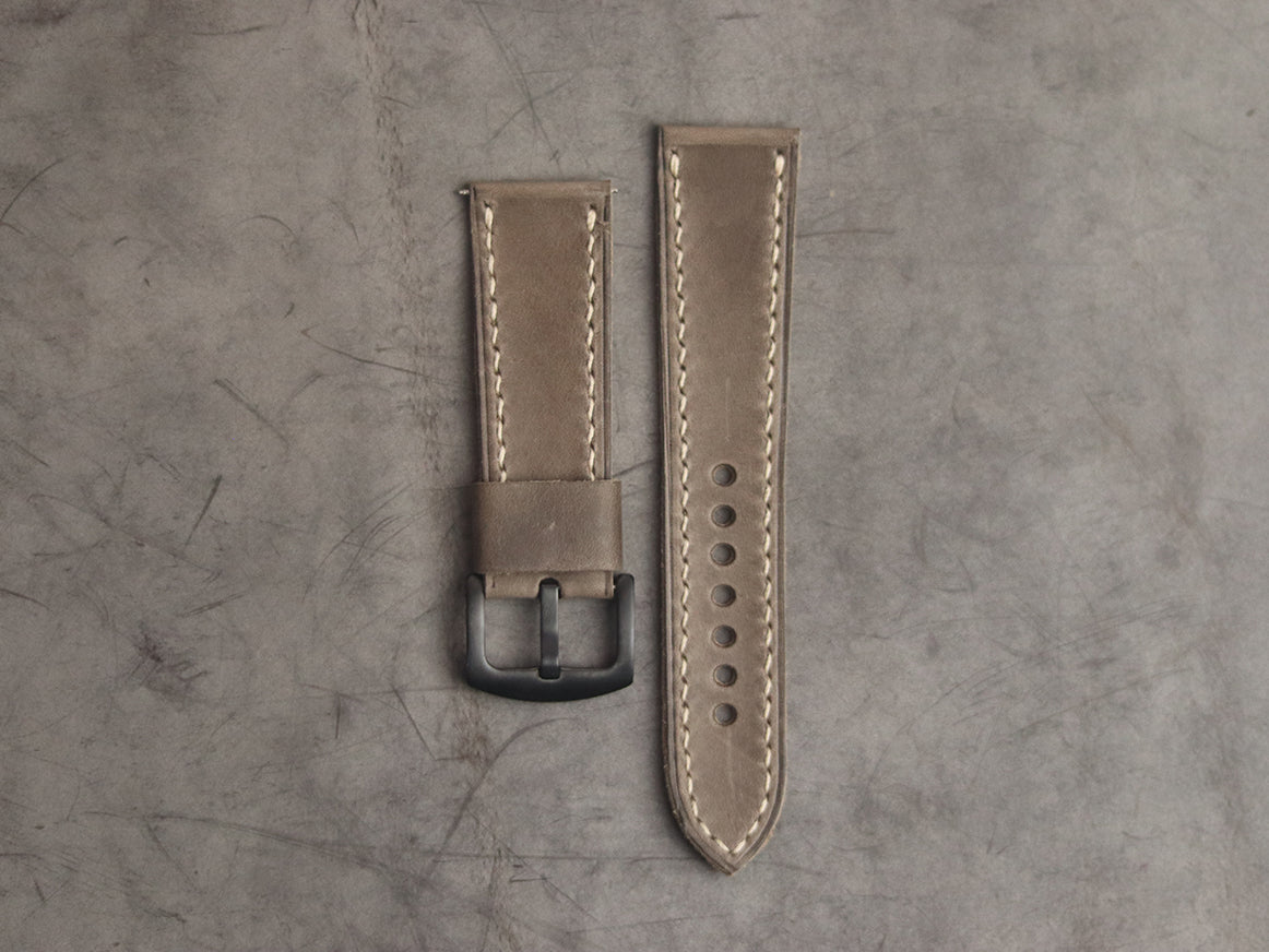 CHARCOAL GREY FULL STITCHED HAND-CRAFTED LEATHER WATCH STRAPS