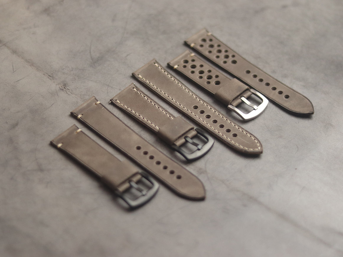 CHARCOAL GREY MINIMAL STITCHED HAND-CRAFTED LEATHER WATCH STRAPS