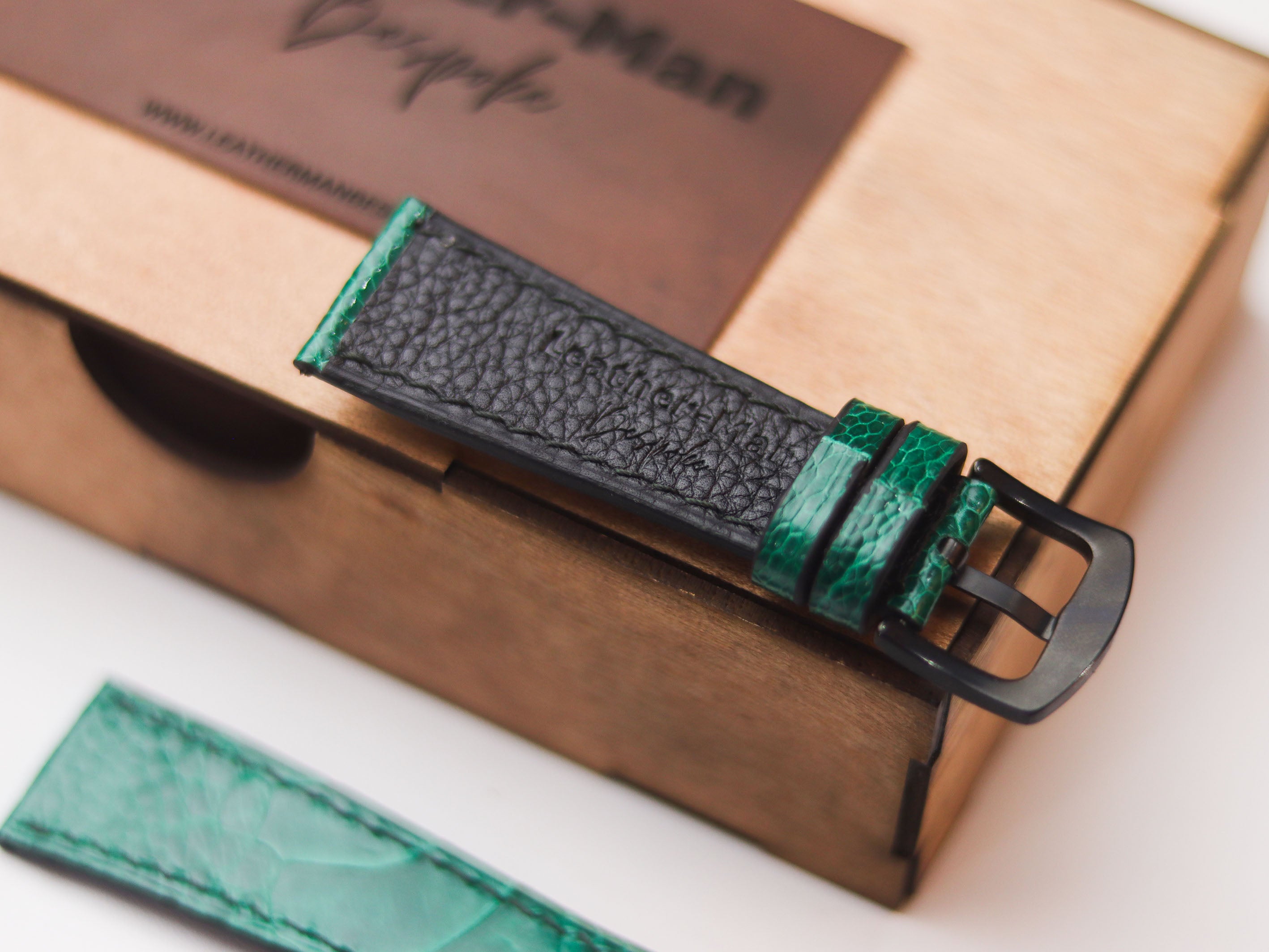 OSTRICH LEG SKIN WATCH STRAPS - EMERALD GREEN