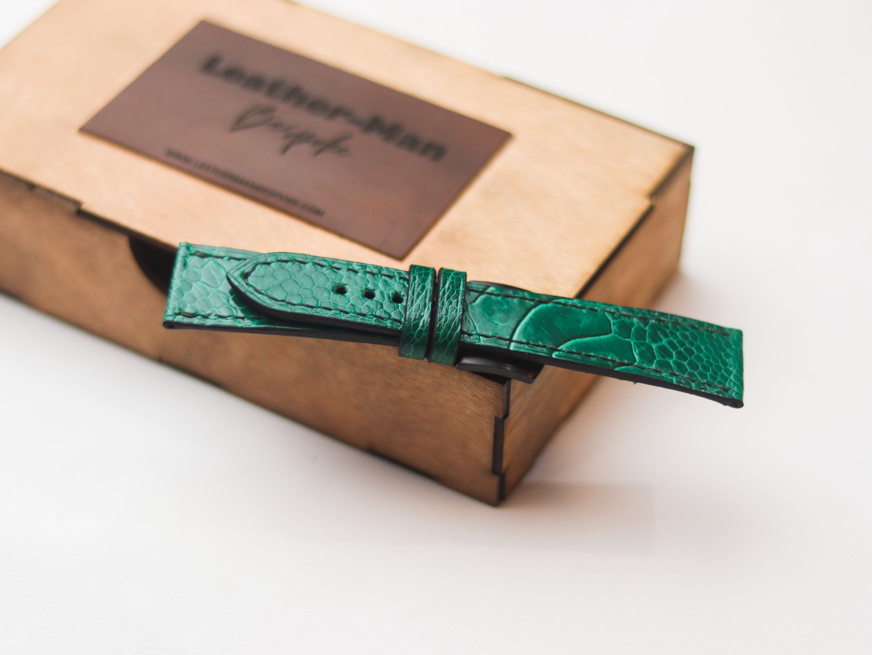 OSTRICH LEG SKIN WATCH STRAPS - EMERALD GREEN