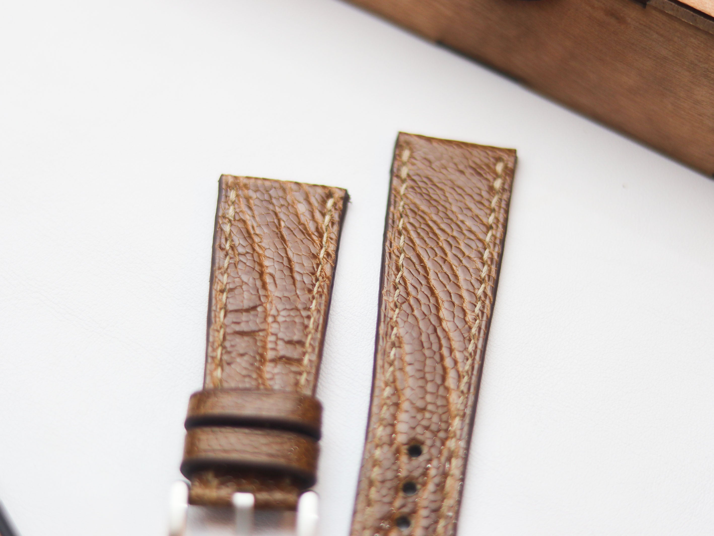 OSTRICH LEG SKIN WATCH STRAPS - CINNAMON BROWN (KNEE SIDE)