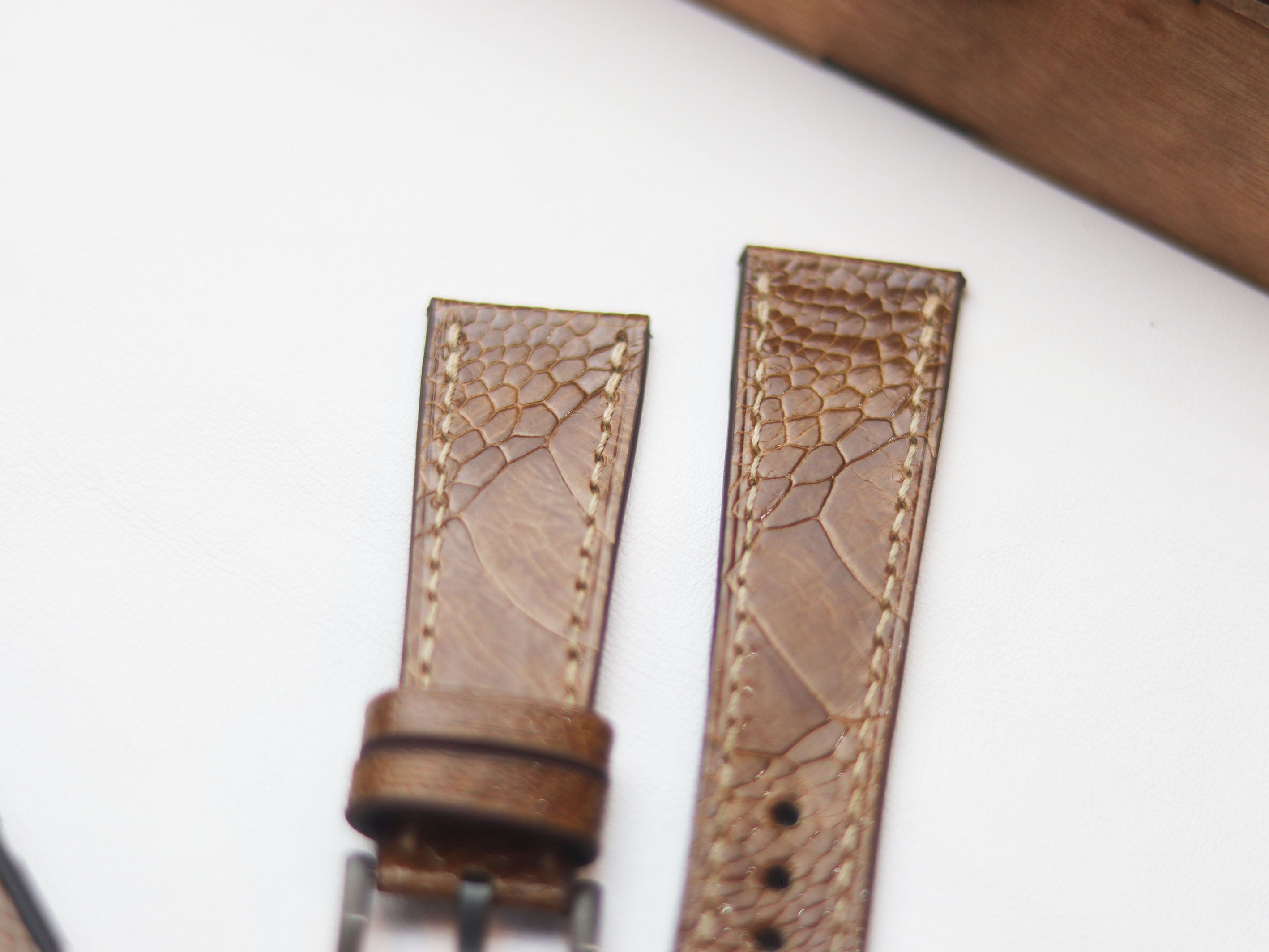 OSTRICH LEG SKIN WATCH STRAPS - CINNAMON BROWN