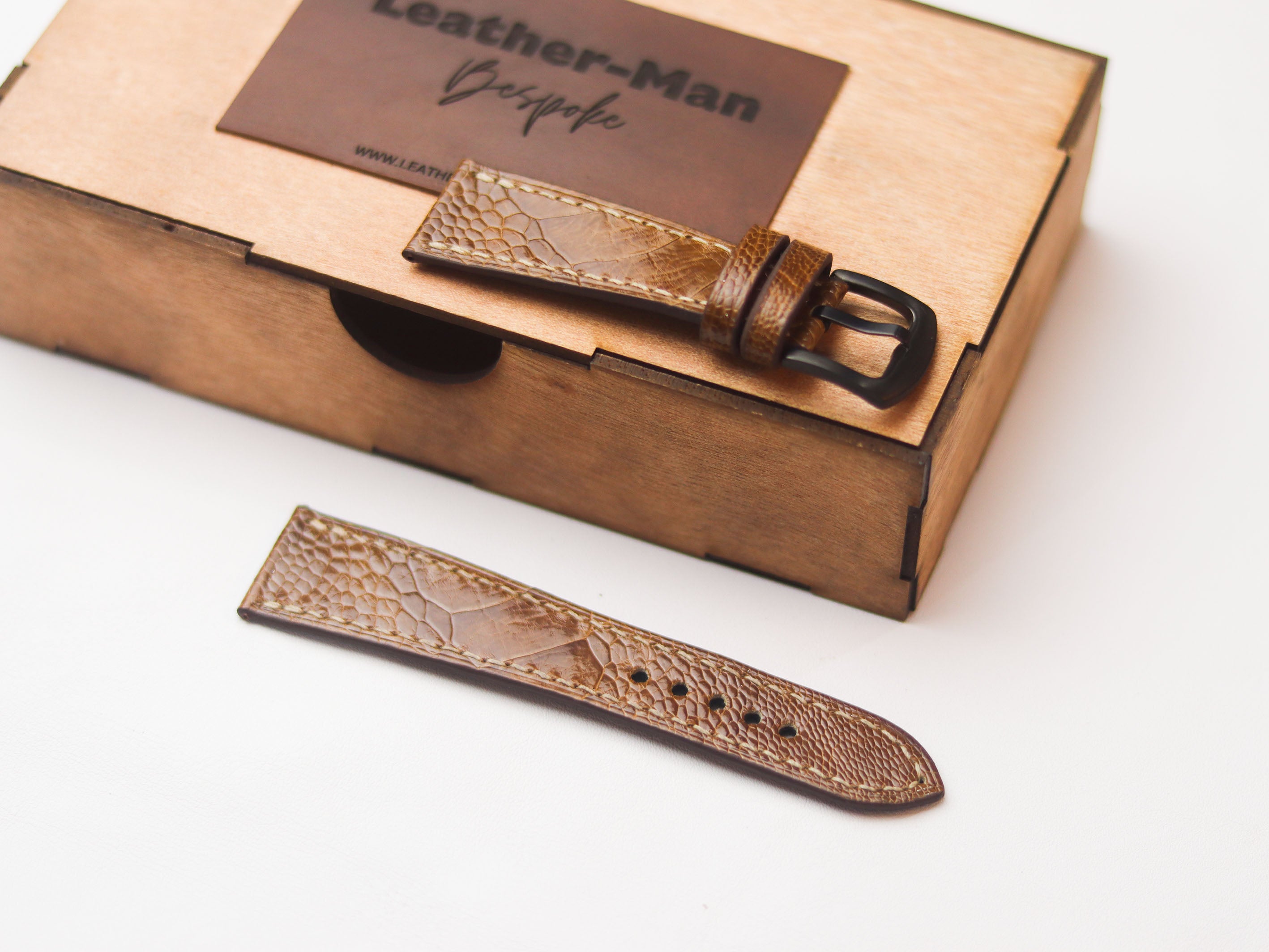 OSTRICH LEG SKIN WATCH STRAPS - CINNAMON BROWN