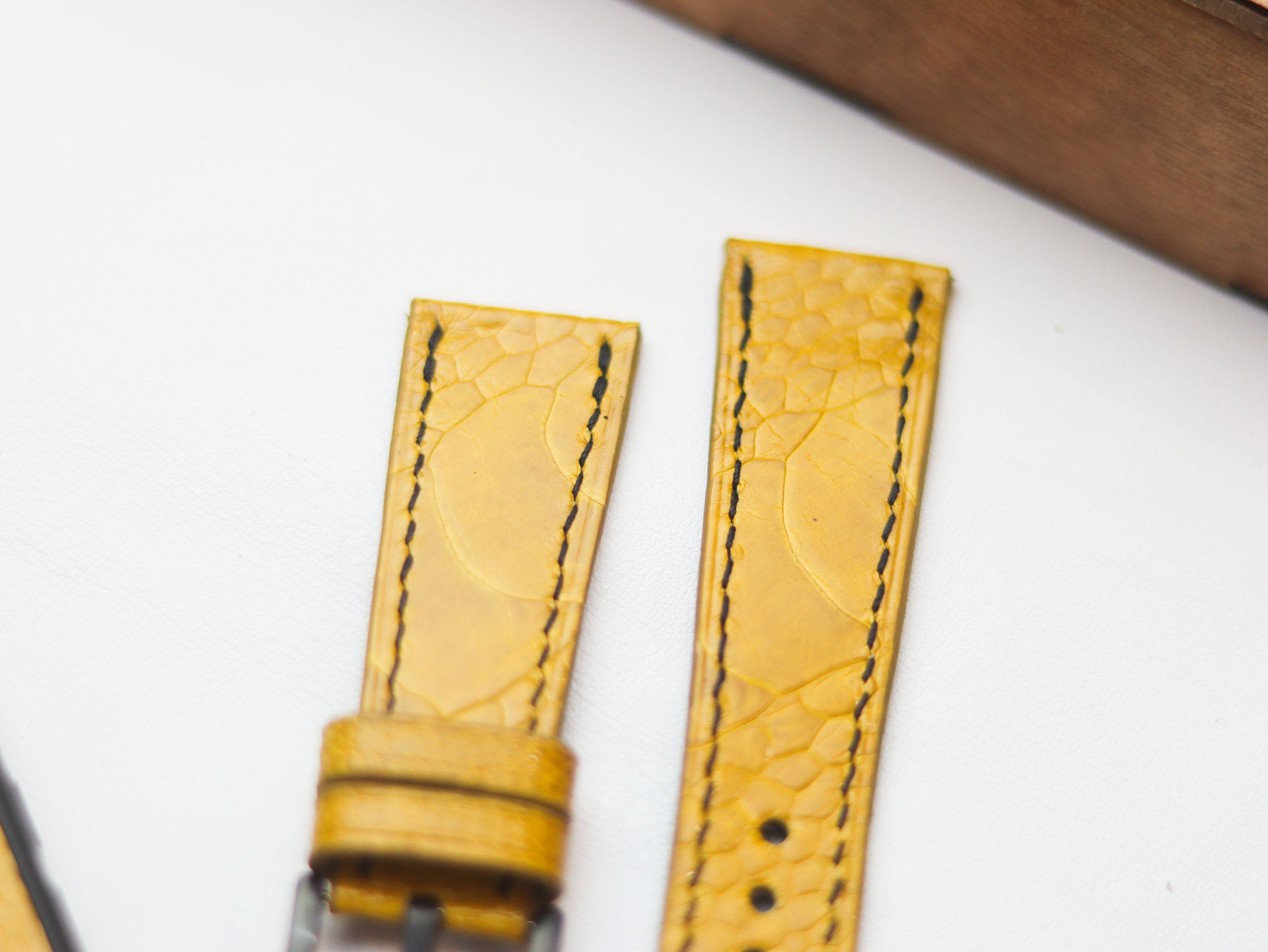 OSTRICH LEG SKIN WATCH STRAPS - CANARY YELLOW