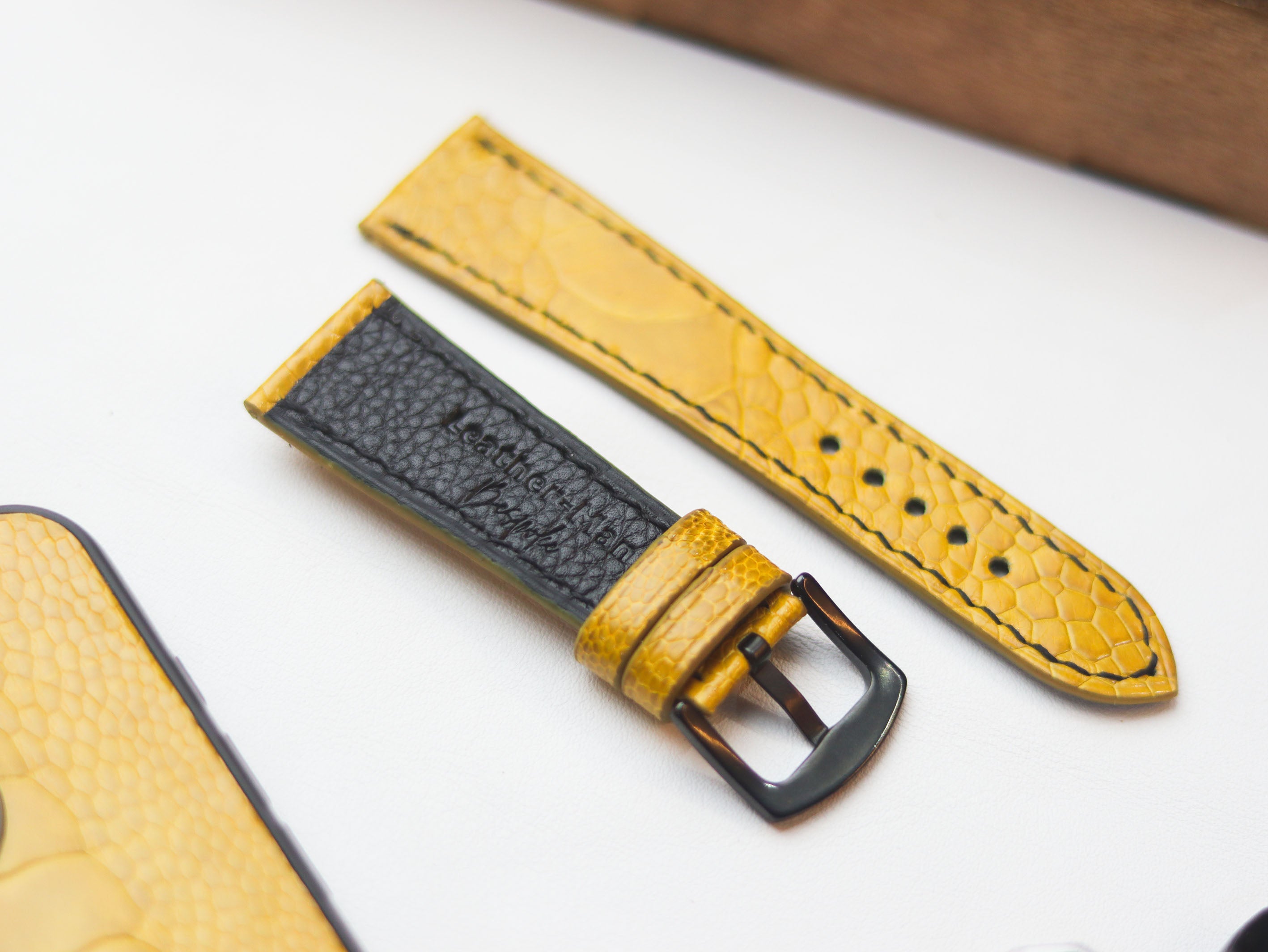 OSTRICH LEG SKIN WATCH STRAPS - CANARY YELLOW