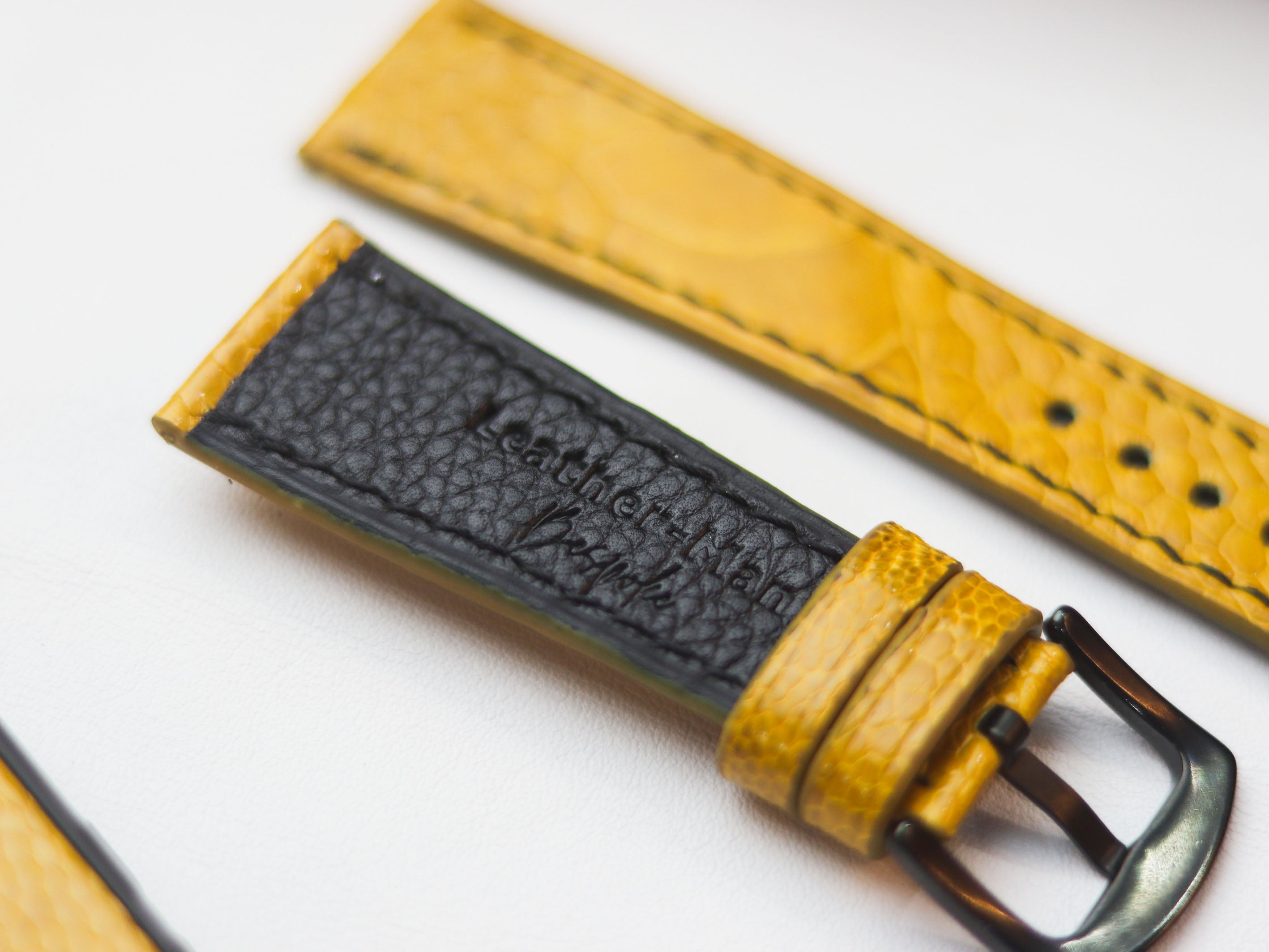 OSTRICH LEG SKIN WATCH STRAPS - CANARY YELLOW