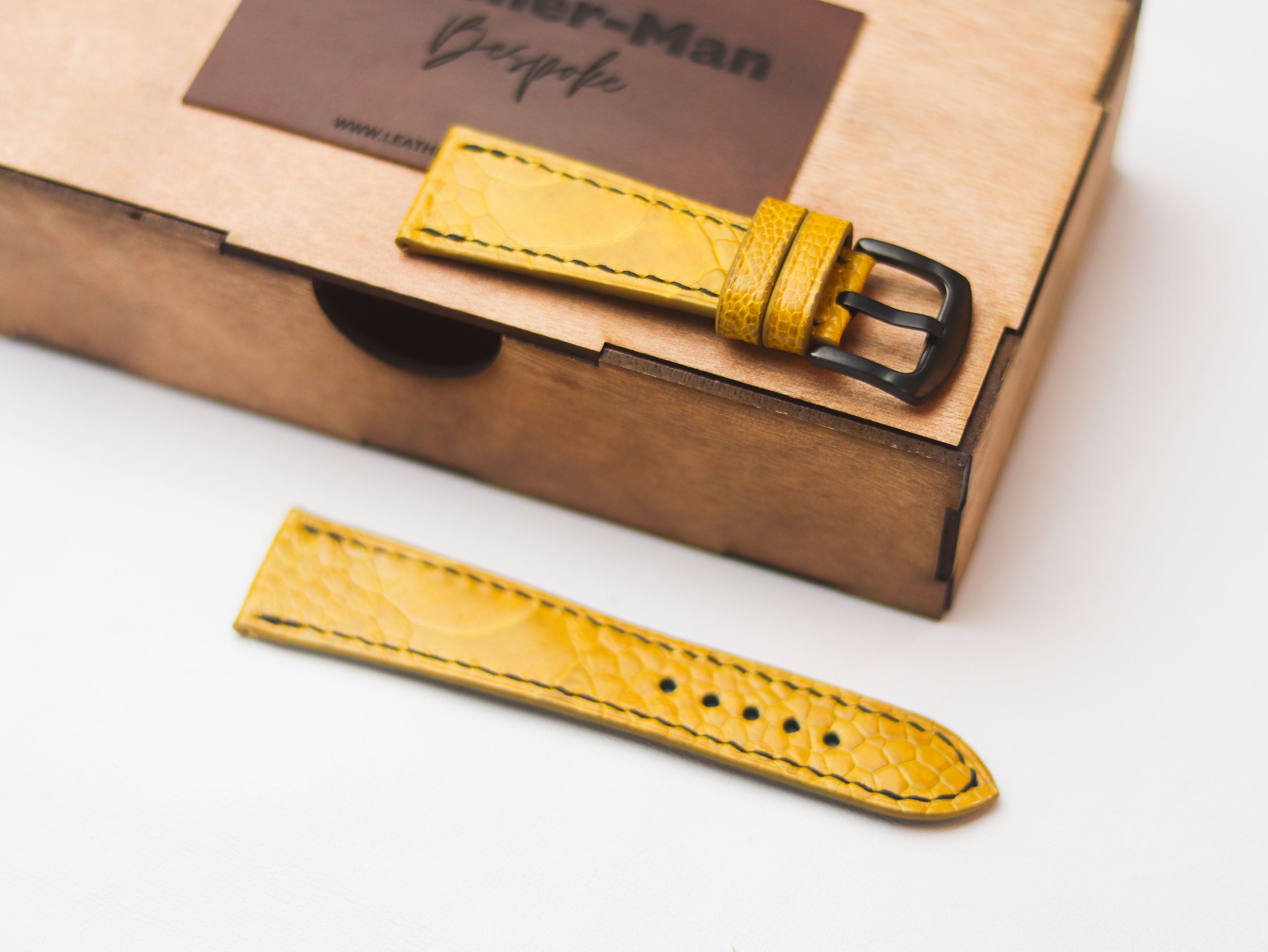 OSTRICH LEG SKIN WATCH STRAPS - CANARY YELLOW