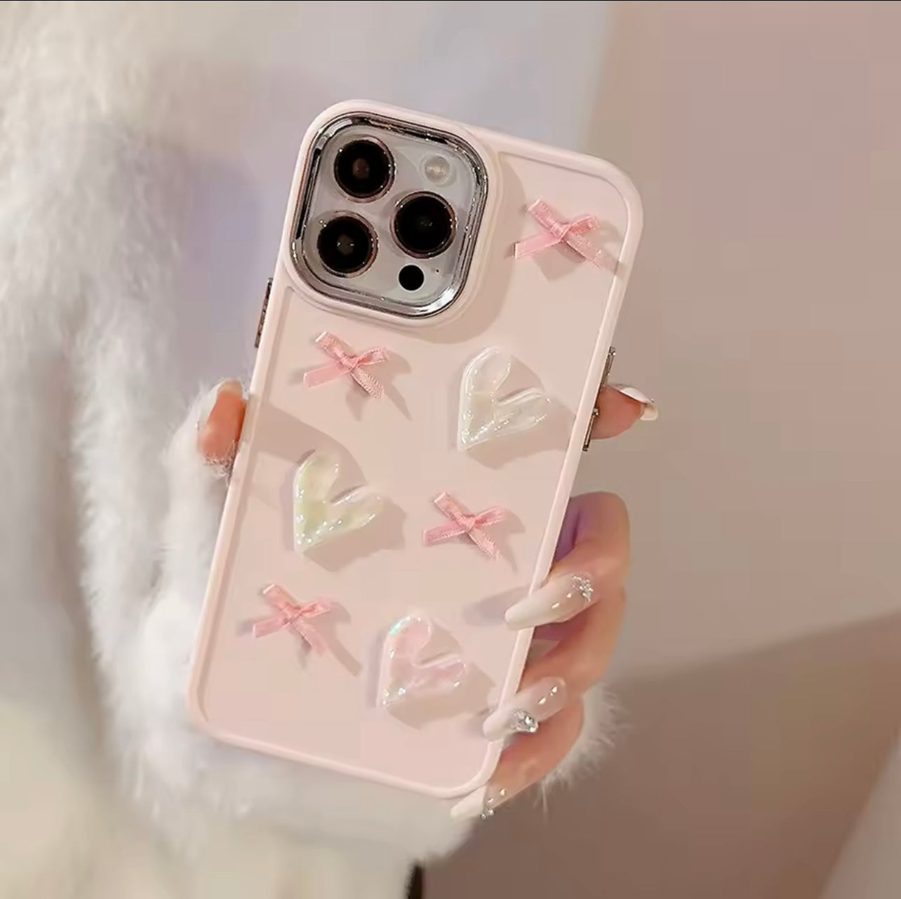 Pink Heart Bow Phone Case-GRIP grip