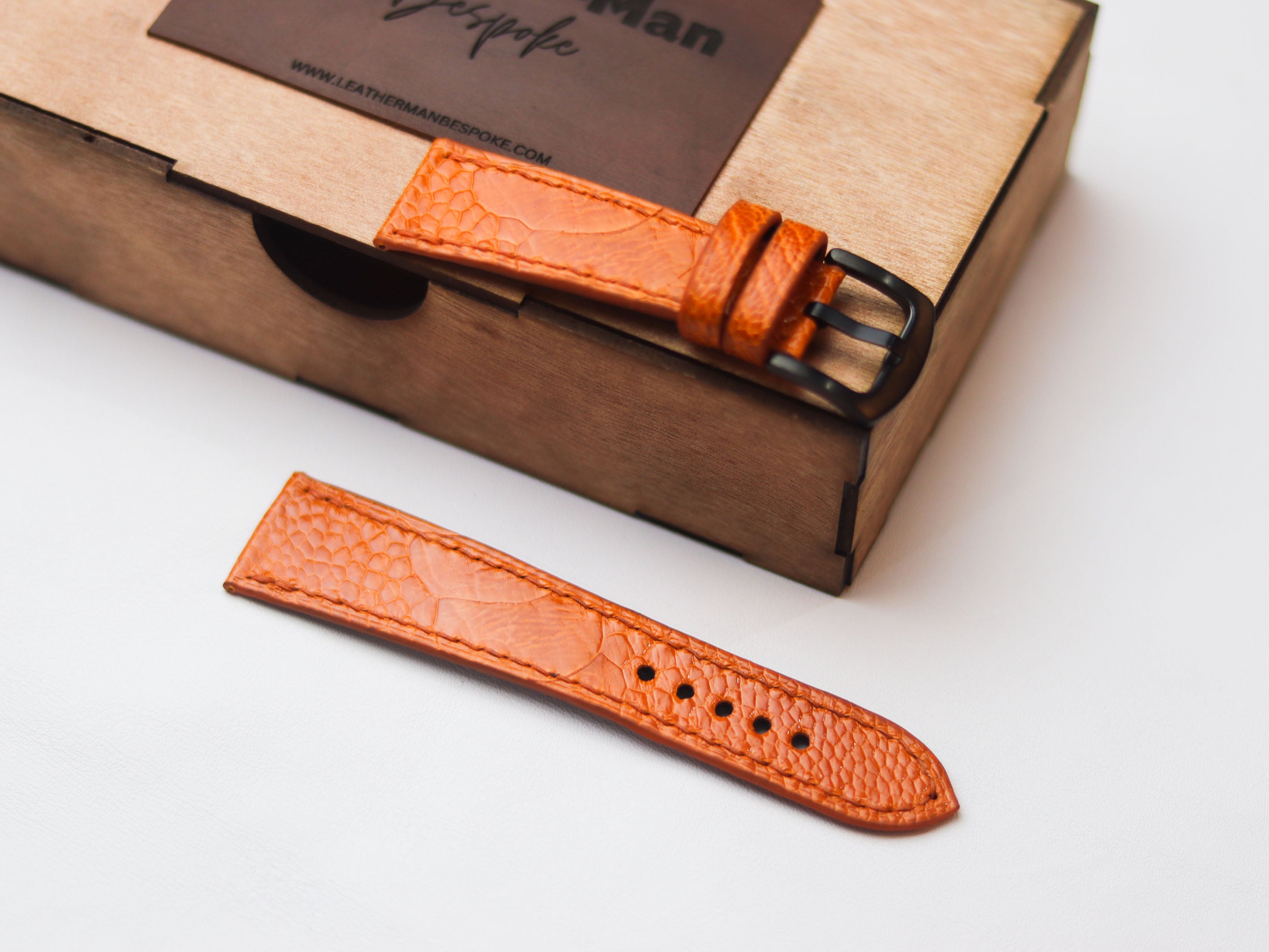 OSTRICH LEG SKIN WATCH STRAPS - TANGERINE ORANGE