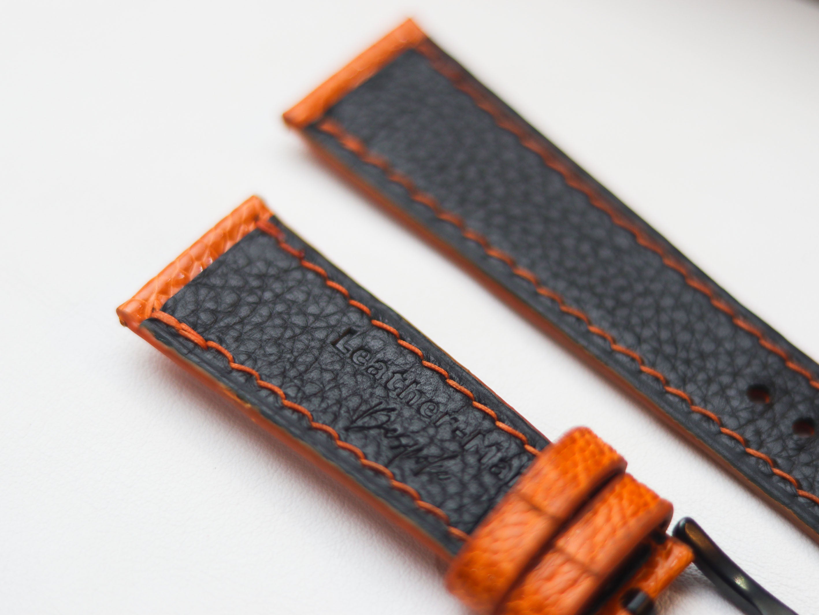 OSTRICH LEG SKIN WATCH STRAPS - TANGERINE ORANGE