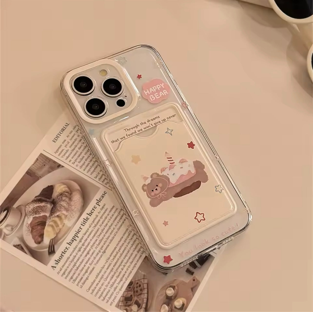 Card Bag Bear Phone Case-GRIP grip