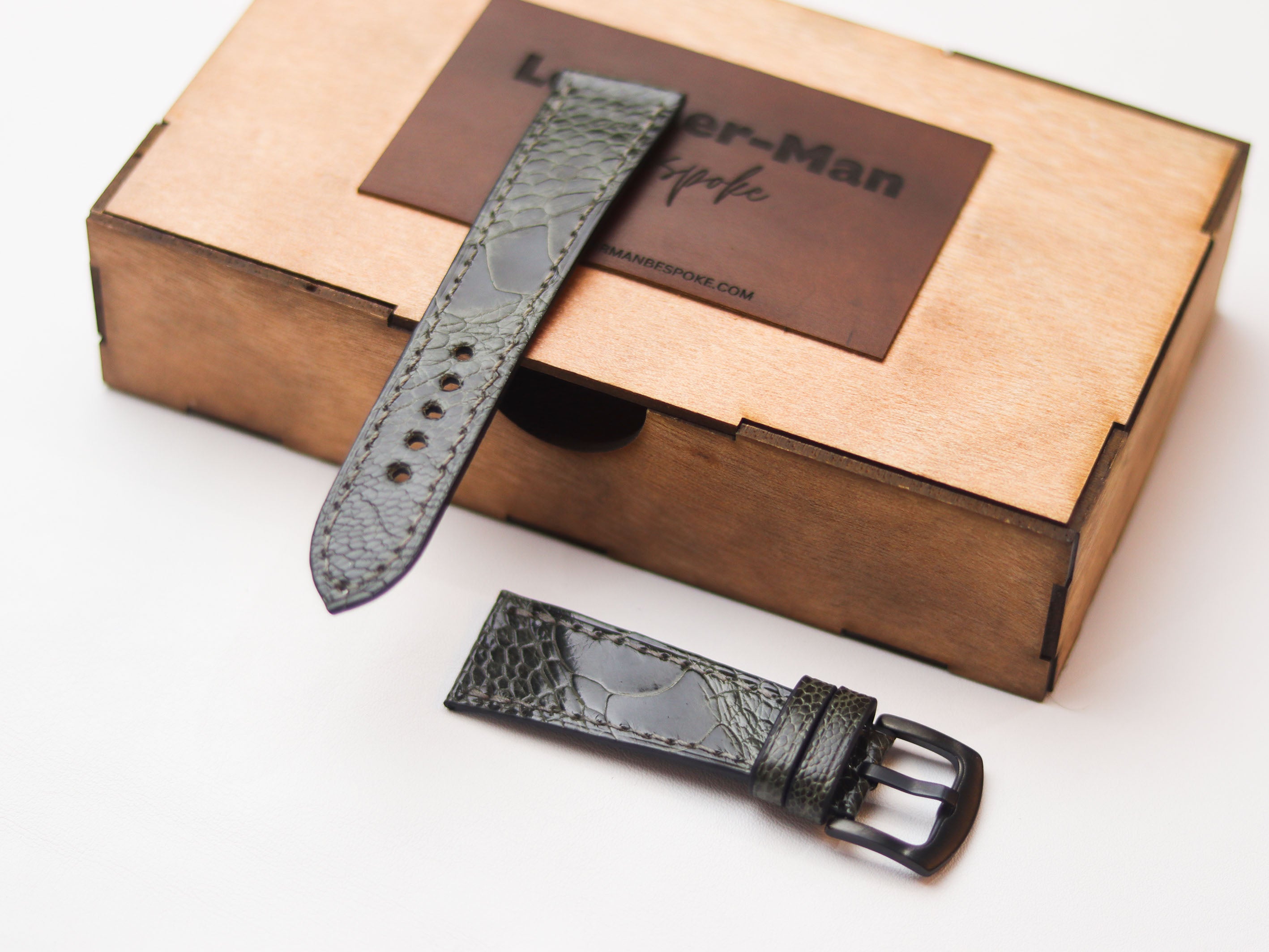 OSTRICH LEG SKIN WATCH STRAPS - GRAPHITE GREY