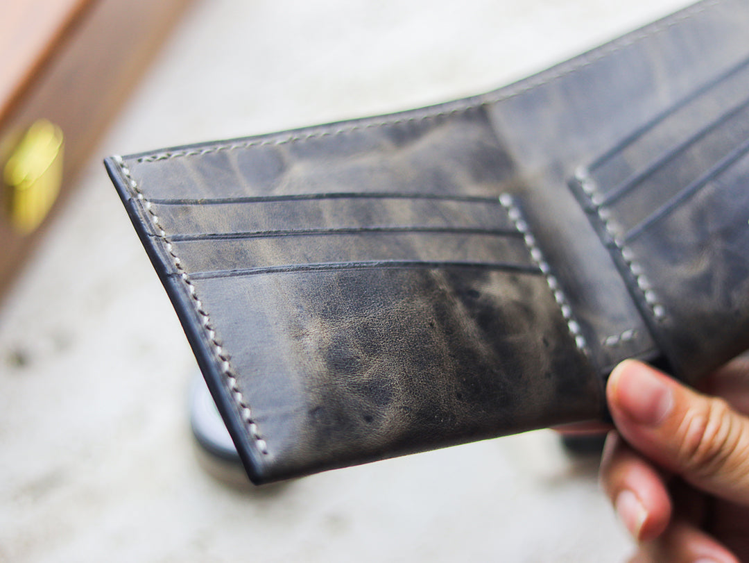 ATTICUS - Midnight Gray Veg Tan Waxed Pull Up Leather