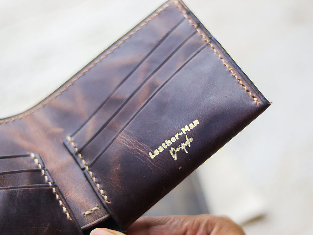 ATTICUS - Walnut Brown Veg Tan Waxed Pull Up Leather