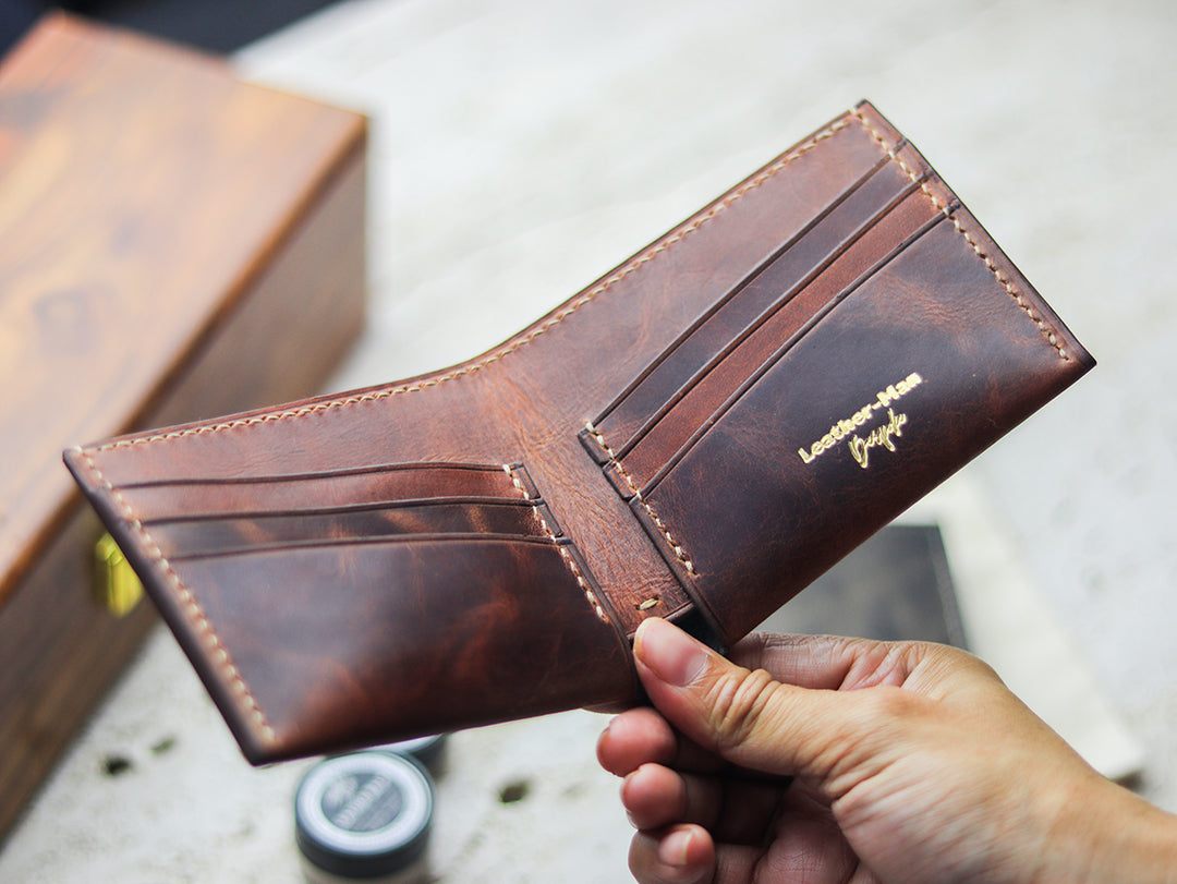 ATTICUS - Whisky Brown Veg Tan Waxed Pull Up Leather