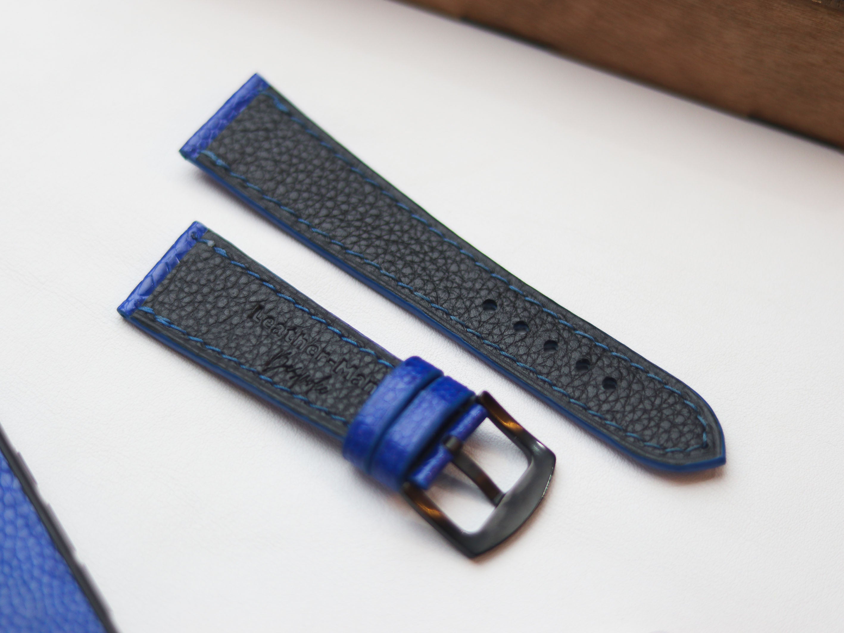 OSTRICH LEG SKIN WATCH STRAPS - COBALT BLUE