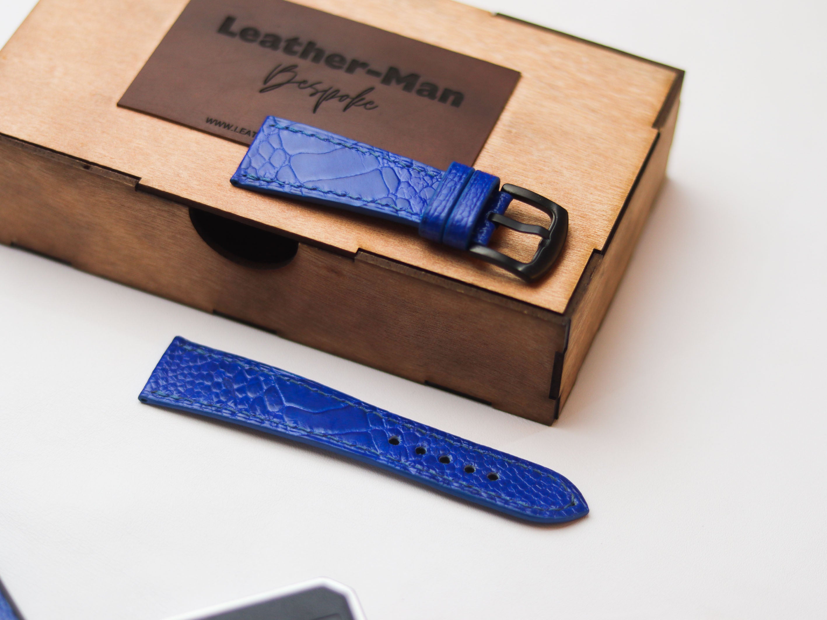 OSTRICH LEG SKIN WATCH STRAPS - COBALT BLUE