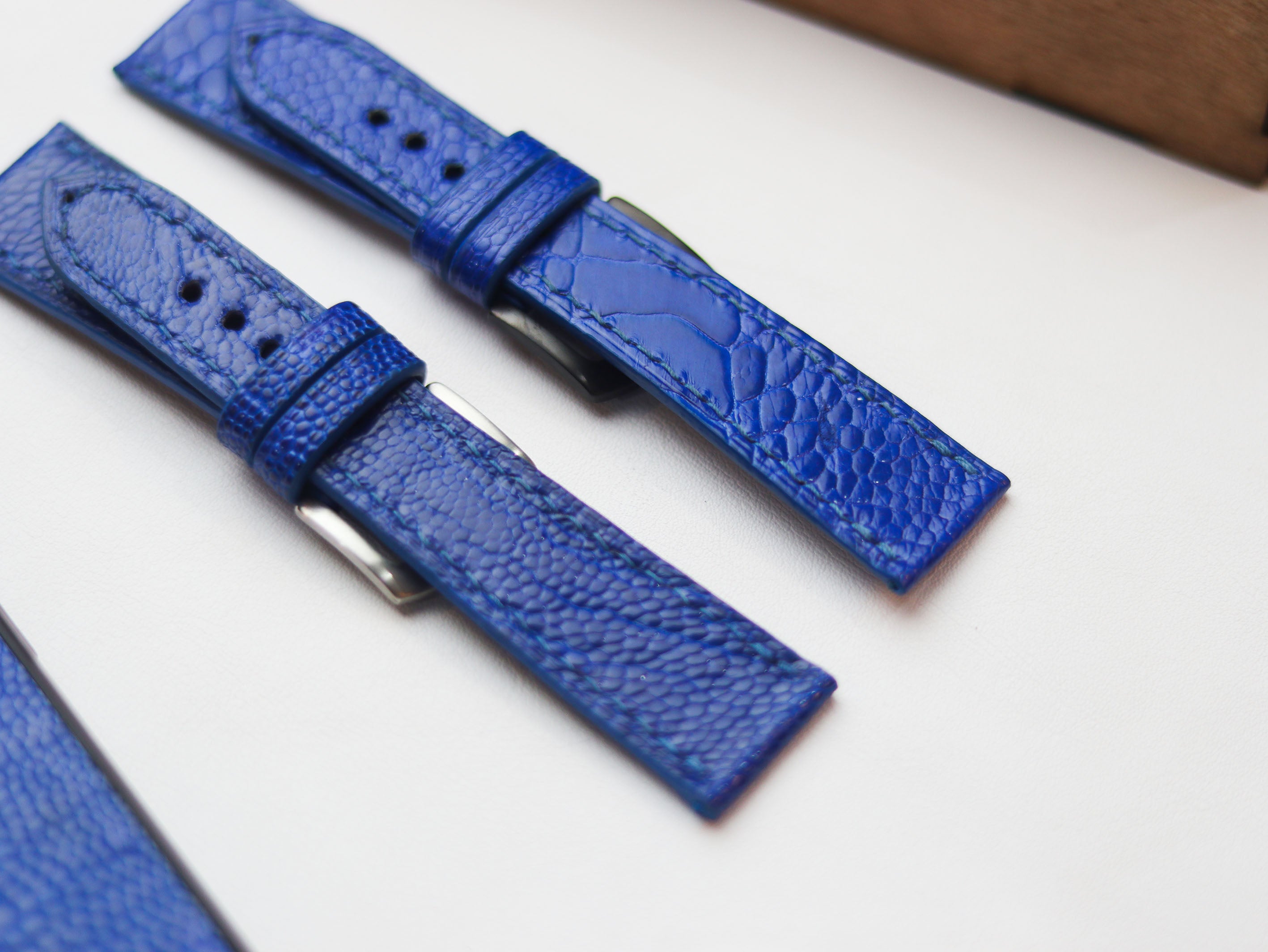 OSTRICH LEG SKIN WATCH STRAPS - COBALT BLUE