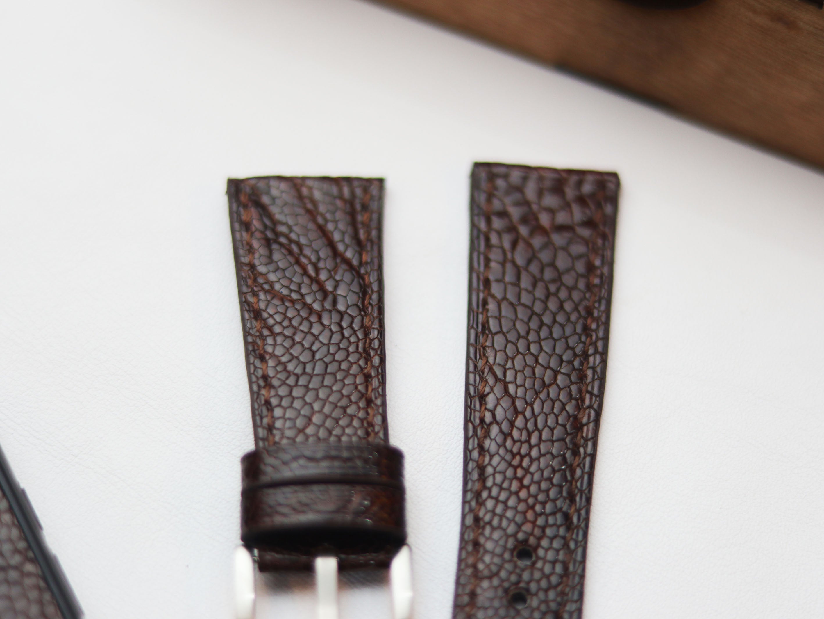 OSTRICH LEG SKIN WATCH STRAPS - PECAN BROWN (KNEE SIDE)