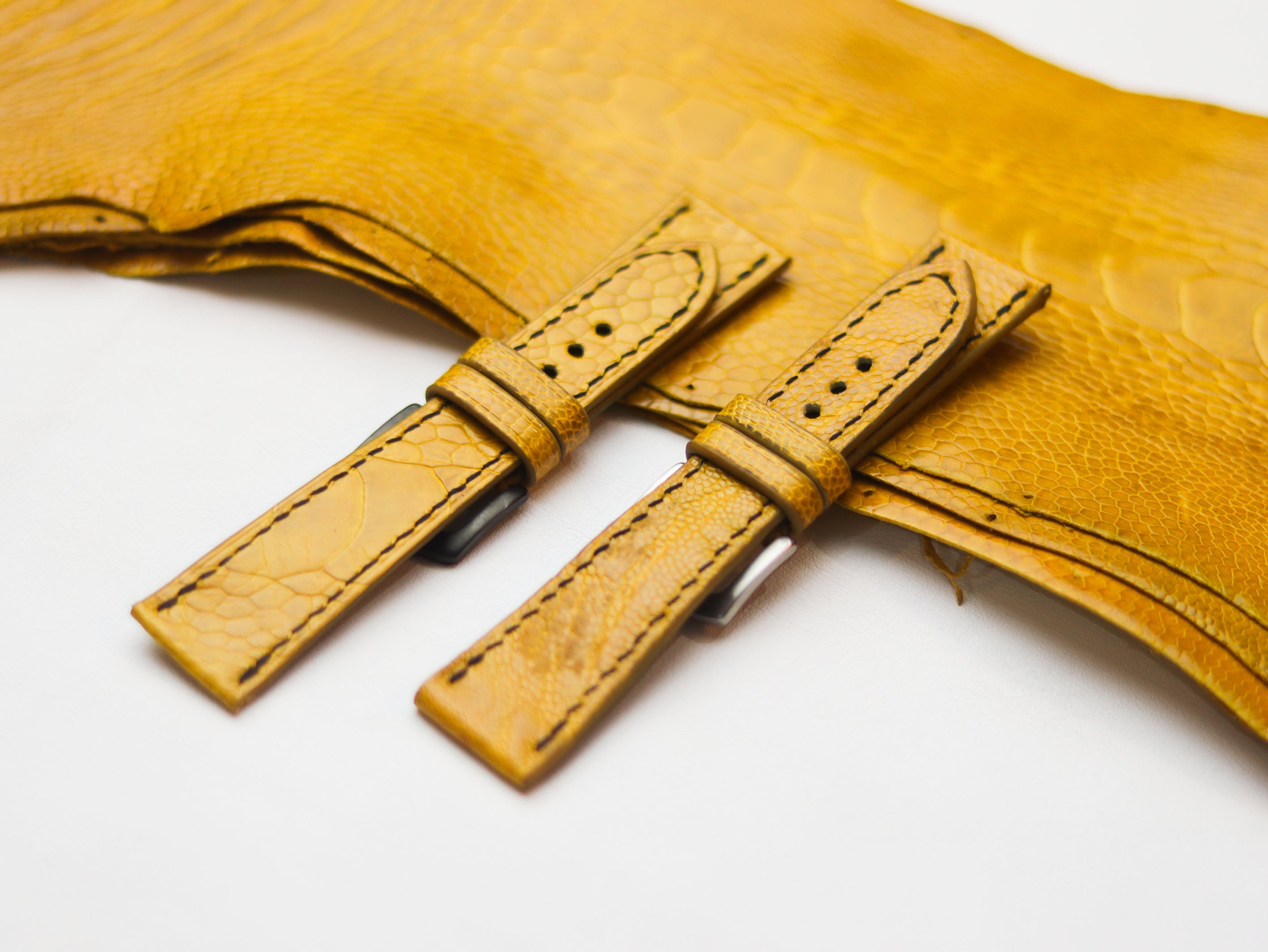 OSTRICH LEG SKIN WATCH STRAPS - CANARY YELLOW