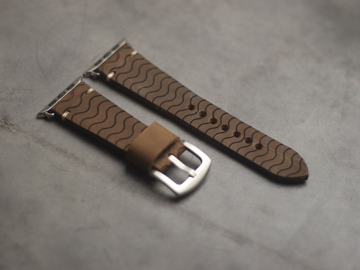 "E2" ENGRAVED STRAPS - RUSTY BROWN