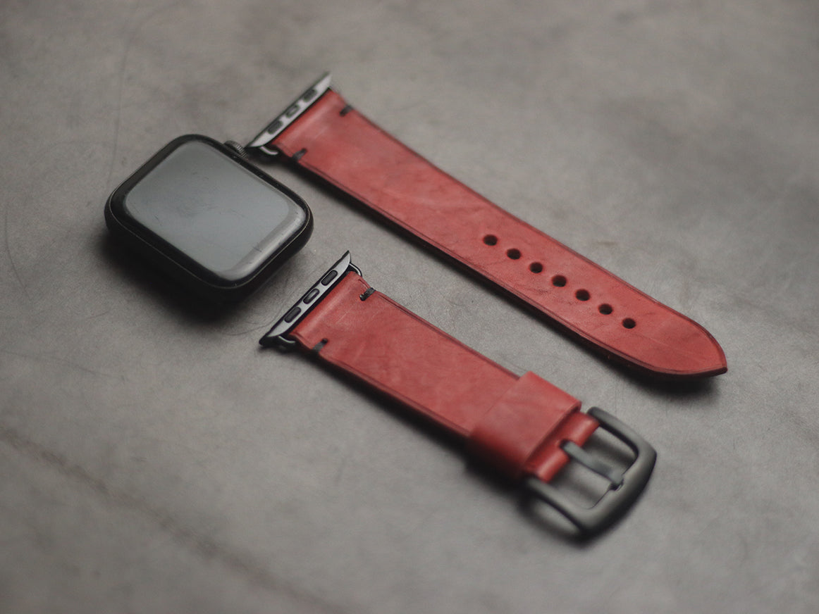 PRISMATIC RED MINIMAL STITCHED HAND CRAFTED APPLE WATCH STRAPS