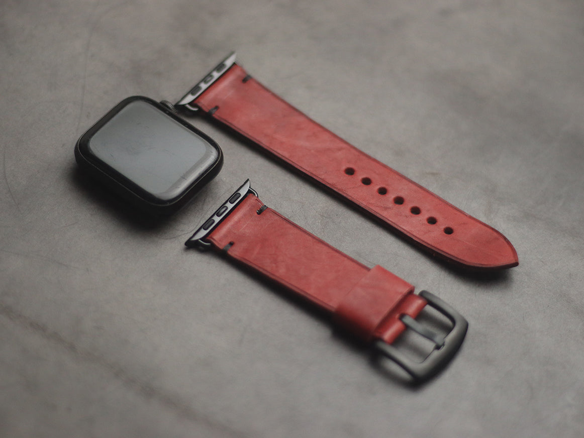 PRISMATIC RED MINIMAL STITCHED HAND-CRAFTED APPLE WATCH STRAPS